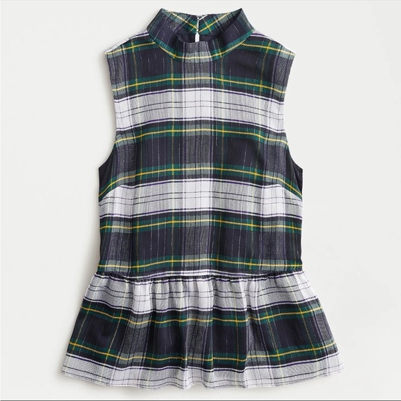 NWT J.Crew Peplum Top in Gilded Highland Tartan Shimmer, Size M - Picture 4 of 11